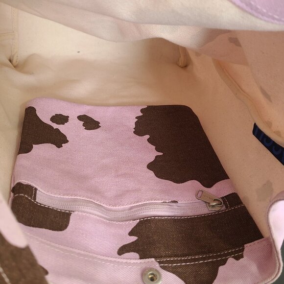 Baggu DUCK BAG Cow Pink Print Cotton Canvas Washable - Picture 5 of 7